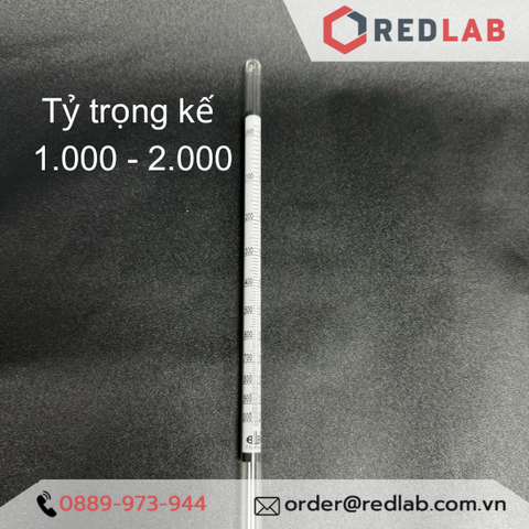 Tỷ trọng kế 1.000-2.000 : 0.010 g/ml Tp.20°C hãng Alla - Pháp - Redlab