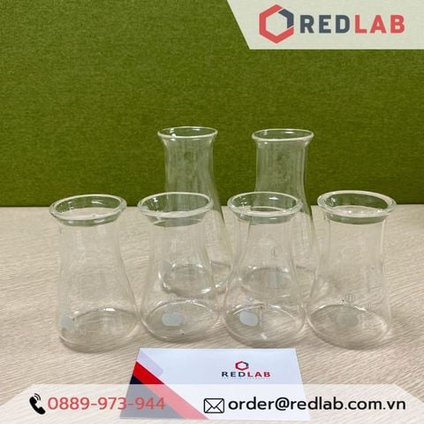 Bình tam giác thủy tinh miệng rộng 50ml 100ml 150ml 250ml 500ml UNI - bình nón cổ rộng - Bình erlen MR