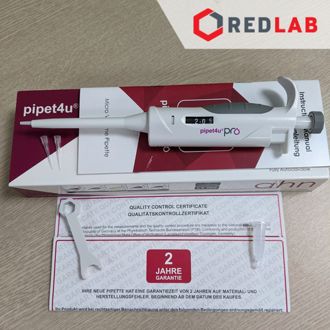 Micropipet đơn kênh AHN Đức Pipet4u pro 0.1-2.5 0.5-10 2-20 5-50 10-100 20-200 100-1000 ul 0.5-5 2-10 ml, có VAT