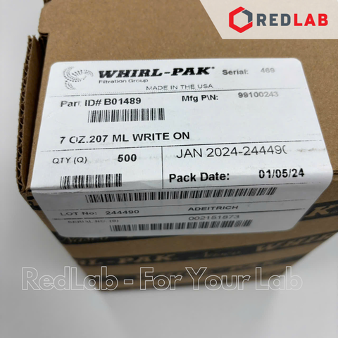 Túi đựng mẫu vi sinh, tiệt trùng (7oz) 207 ml, 9.5x18cm, miệng có tape đóng, có Write-On, (Hộp 500 cái) Whirl-Pak- USA B01489WA, giá tốt, có VAT - redlab