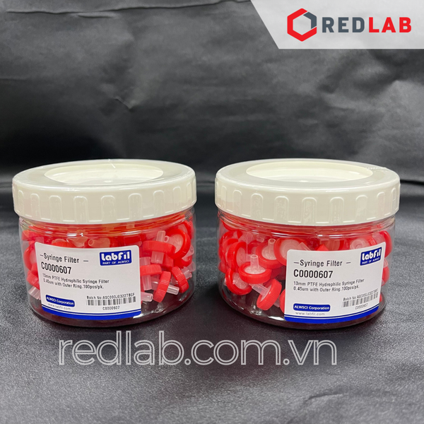 [Hộp 100 cái] Đầu lọc PTFE ưa nước hydrophilic Syringe filter Labfill ALWSCI 13mm / 25mm, lỗ lọc 0.22um / 0 45um, dùng cho sắc ký HPLC, có VAT