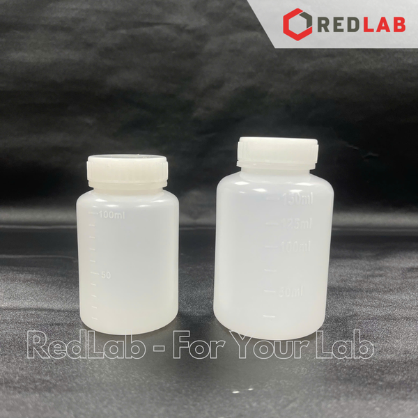 Chai nhựa HDPE trắng miệng rộng ONELAB 30ml đến 2.5L, chịu nhiệt độ lạnh -30°C to 70°C, đựng mẫu thí nghiệm, có VAT