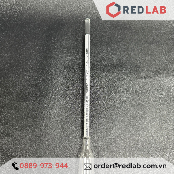 Baume kế 0-15 : 0.1°Bé Tp 15°C ALLA 0160FG015/15-QP baumé hydrometer, có VAT