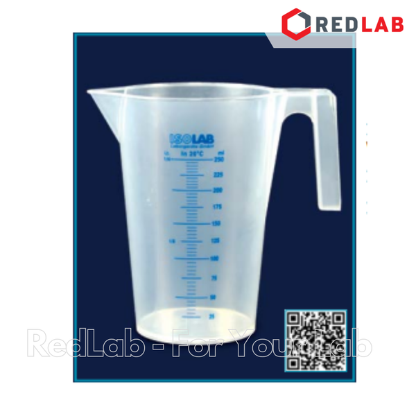 Ca nhựa PP có quai nửa vạch sơn xanh ISOLAB 100 250 500 1000 2000 ml, cốc đong hóa chất chịu nhiệt, có VAT