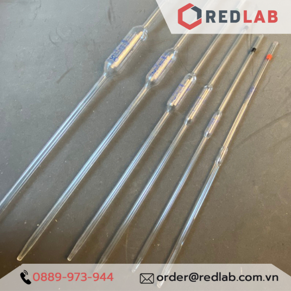 Pipet bầu 2 vạch BIOHALL Class AS  1 2 3 5 10 15 20 25 50 100 ml, chia vạch xanh / nâu, có VAT
