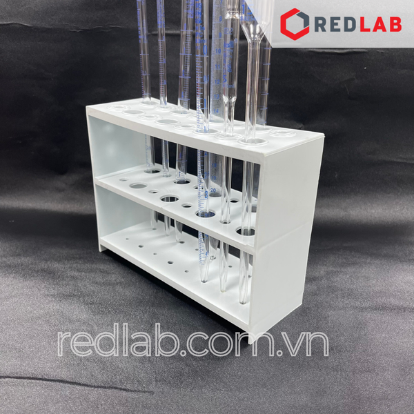 Giá đỡ Pipet thủy tinh dạng thẳng hoặc bầu, 16 vị trí KARTELL - Ý 255, nhựa PP, 200x75x150mm, có VAT