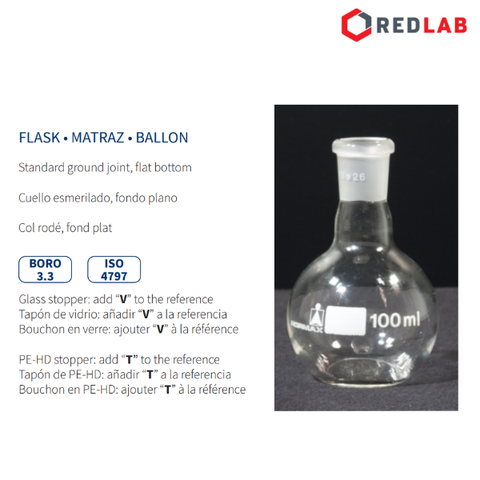 Bình cầu bằng NORMAX Bồ Đào Nha 50 100 250 500 1000 2000 ml, có VAT