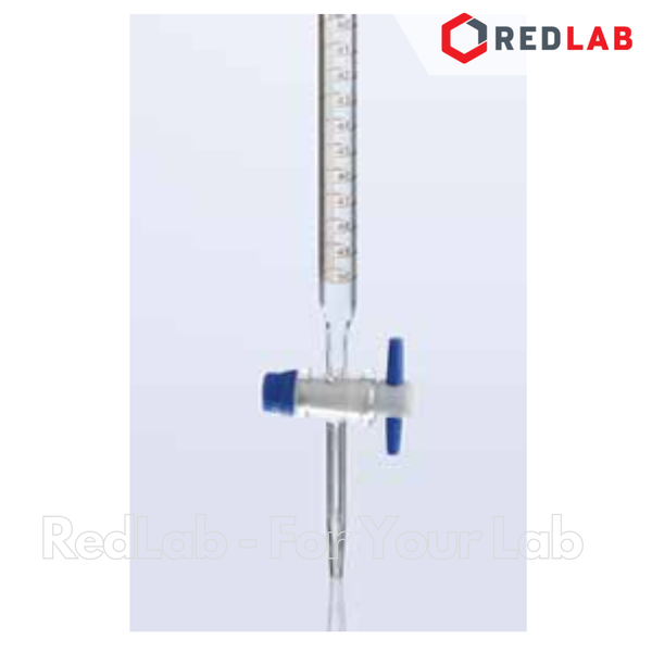 Buret thủy tinh trắng BIOHALL khóa nhựa PTFE 10 25 50 100 ml, Class AS, có VAT