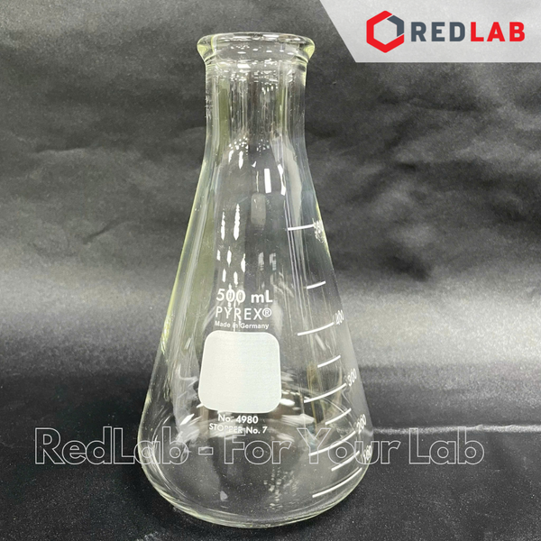 Bình tam giác cổ hẹp PYREX Class A  50 125 250 300 500 ml 1L 2L 4L Erlen, ASTM thuỷ tinh Borosilicate, có VAT