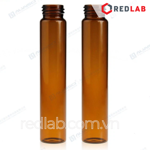 [Bộ 100 cái] ALWSCI Chai thủy tinh vial 60ML 27.5x140mm trắng / nâu + Nắp vặn kín nhựa PP 24-400 septa 1.5mm, có VAT - redlab