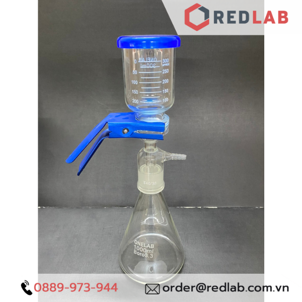 Bộ lọc vi sinh nhám ngoài ONELAB phễu lọc 300ml, bình tam giác có vòi 250 500 1000 2000 5000 10.000 ml, có VAT