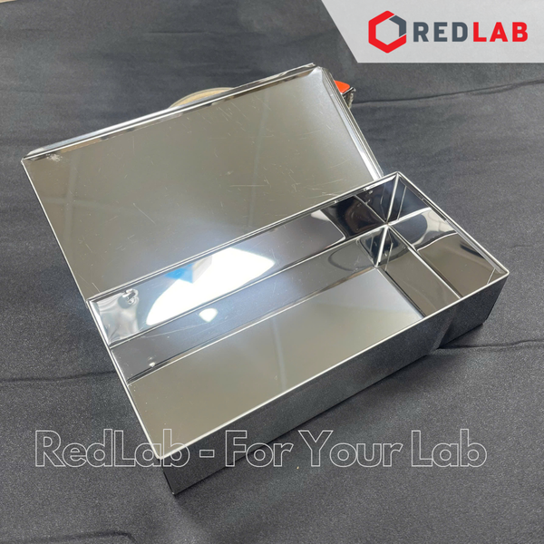 Hộp inox chữ nhật có nắp Số 1 2 3 4 (đại lớn trung nhỏ) dùng đựng mẫu, dụng cụ trong lab thí nghiệm, có VAT