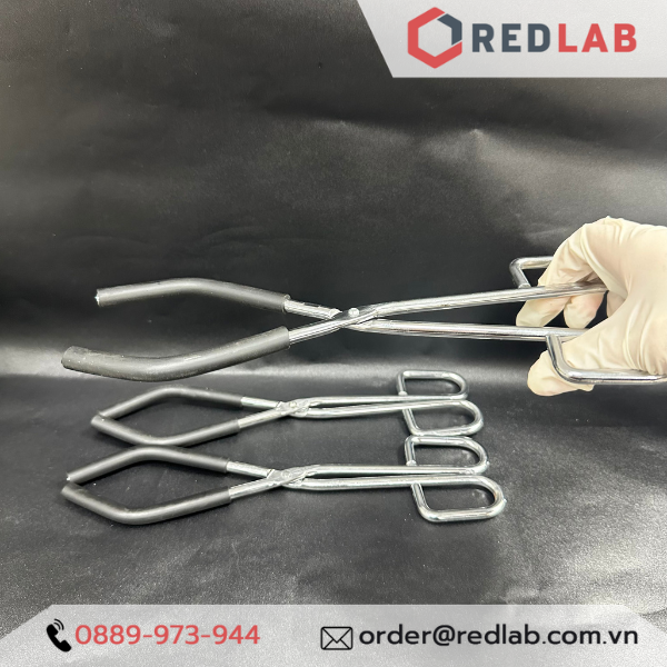 Kẹp cốc đốt ONELAB dài 26cm, khẩu độ 4-11cm, inox bọc nhựa chống trượt, kẹp beaker, chén nung thí nghiệm, có VAT