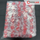 [Gói 100 cái] Lọ đựng mẫu nhựa PS 55ml Hồng Thiện Mỹ nắp vặn đỏ, có nhãn, dùng trong lab thí nghiệm, có VAT