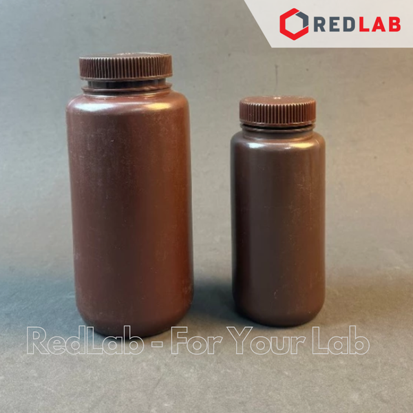 Chai nhựa HDPE nâu miệng rộng ONELAB 60 125 250 500 1000 2000 ml, chịu nhiệt độ lạnh -30°C to 70°C, đựng mẫu thí nghiệm, có VAT