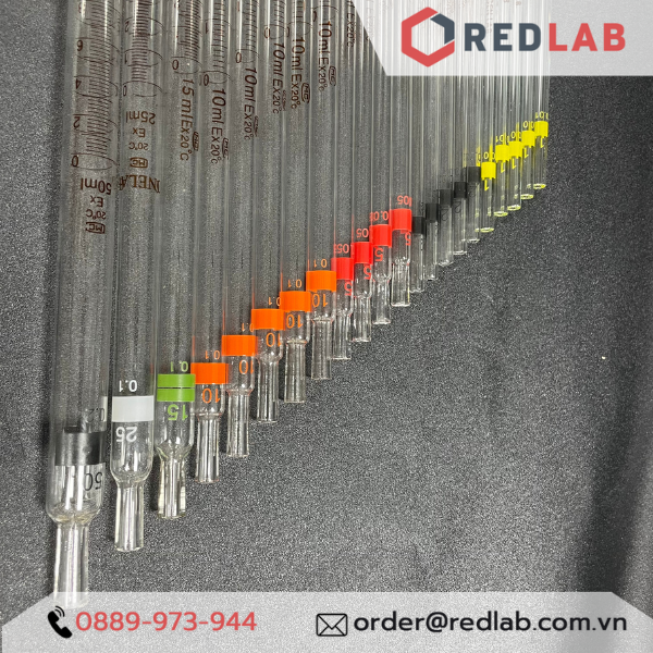 Pipet thẳng chia vạch loại dài ONELAB 0.1 0.2 0.5 1 2 5 10 15 20 25 50 ml, ống hút thủy tinh thí nghiệm, có VAT