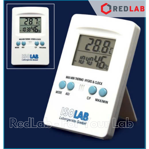 Nhiệt ẩm kế điện tử ISOLAB 060.03.001 đo từ - 50°C đến +70°C, 10% RH đến 99% RH, có VAT