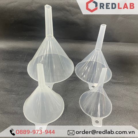 Phễu nhựa thí nghiệm phi 40mm 60mm 75mm 90mm 100mm 120mm 150 mm ONELAB, dùng chiết rót hoá chất, chất lỏng, thí nghiệm