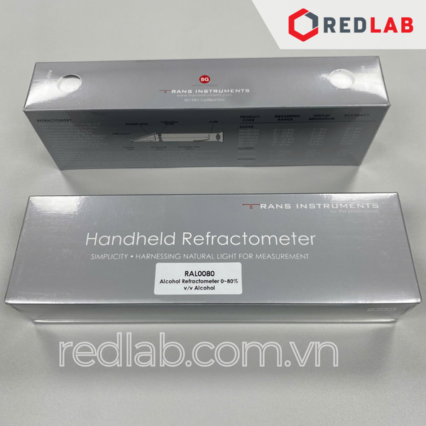 Khúc xạ kế đo độ cồn 0-80% TRANS Instruments - Singapore RAL0080, *chỉ dành cho gốc Ethanol*, có VAT
