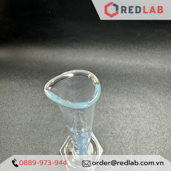 Ống đong thuỷ tinh PYREX Class A 10 25 50 100 250 ml, đế lục giác chia vạch xanh, thuỷ tinh Borosilicate, có VAT