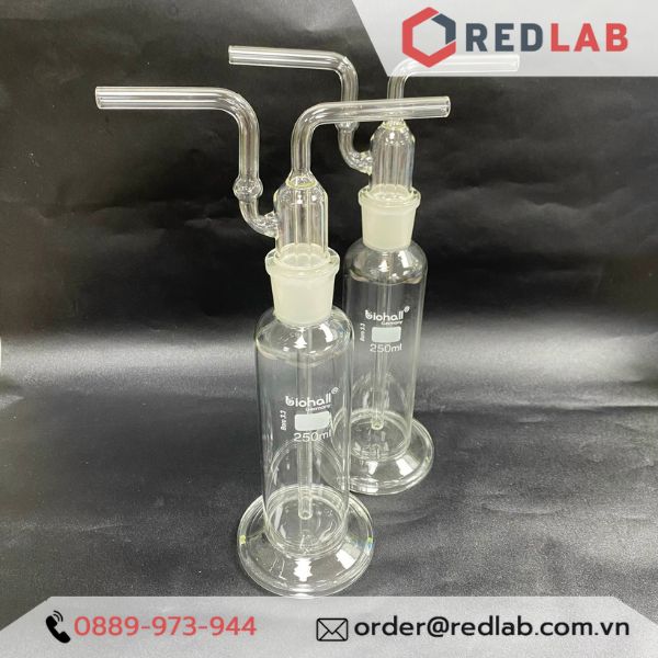 Bình rửa khí – sục khí thí nghiệm BIOHALL 125 250 500 1000 ml, cổ nhám, có VAT