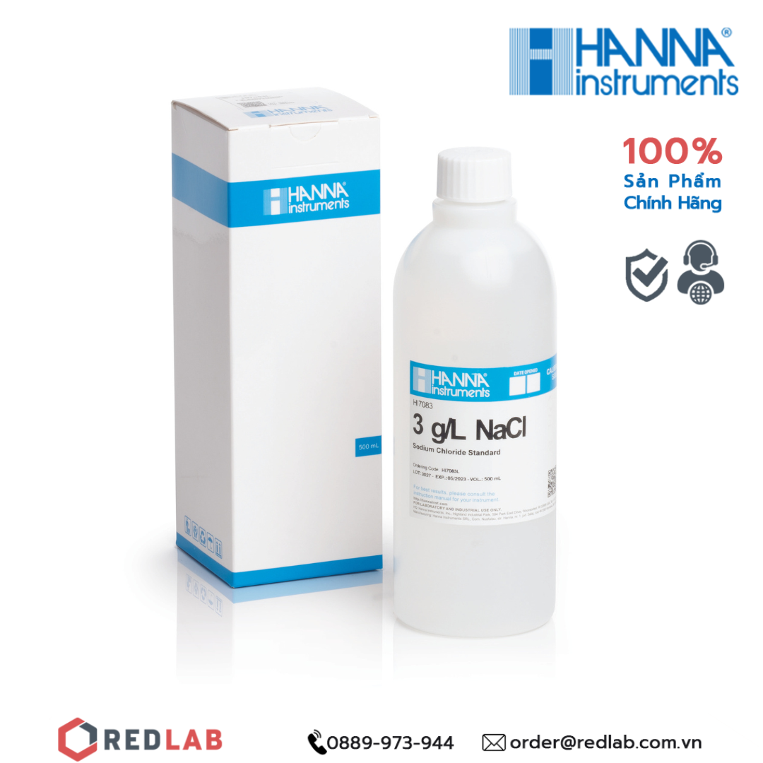 Dung Dịch Hiệu Chuẩn NaCl 3.0 g/L, 500 mL Hanna HI7083L, giá tốt, có VAT