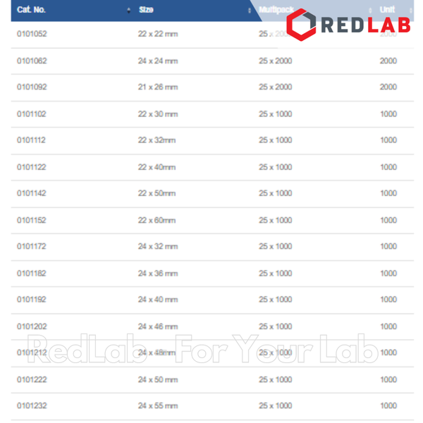 Lamen phiến kính MARIENFELD Đức cover glass 15x15 18x18 20x20 22x22 24x24 22x40 24x40 24x50 24x60 mm (hộp 100 cái) có VAT