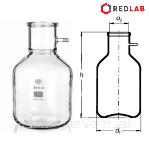 Bình chịu nhiệt có vòi hút chân không SIMAX 3000 5000 ml, Filtering Flask 3L 5L with glass side hose, có VAT