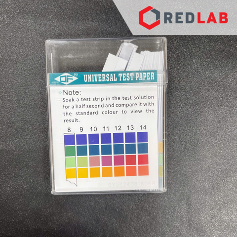[Hộp 100 test] Que đo nhanh pH 0-14 indicator strips, chính xác cao với bảng 4 màu chuẩn cho từng độ pH, có VAT - redlab