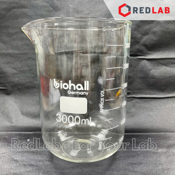 Cốc đốt thuỷ tinh Thấp thành BIOHALL 5 10 25 50 100 150 200 250 400 500 600 800 1000 ml 2L 3L 5L 10L, beaker có mỏ chịu nhiệt, có VAT