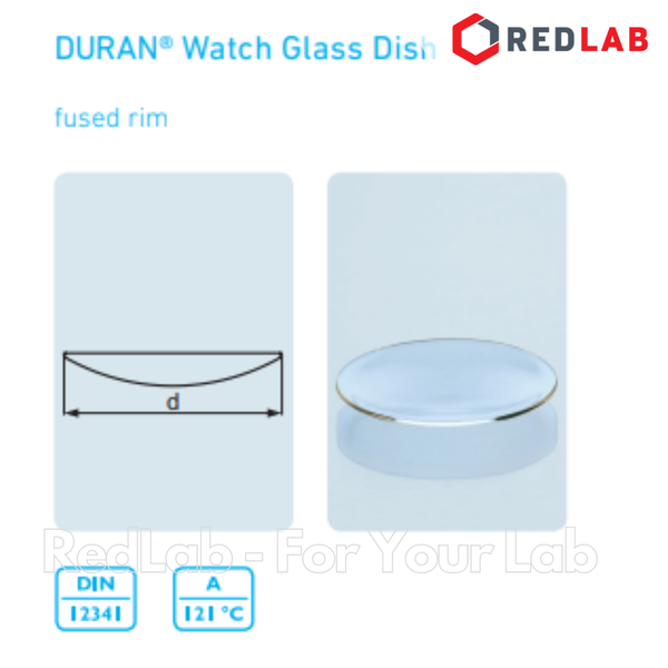 Mặt kính đồng hồ thủy tinh soda-lime DURAN Class A 50 60 70 80 100 120 250 200 mm, Watch Glass Dish, có VAT
