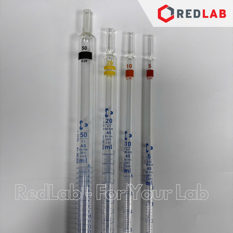 Pipet thẳng vạch xanh DURAN Class AS 0.5 1 2 5 10 20 25 50 ml, ống hút thủy tinh kẻ vạch thí nghiệm, có VAT