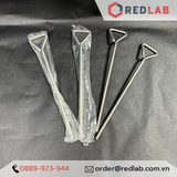 Que trang inox 20cm loại dày (que cấy trải vi sinh / que tam giác) dùng trong thí nghiệm nuôi cấy nấm men vi sinh, có VAT