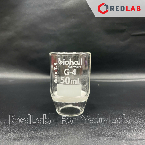 Cốc lọc xốp BIOHALL Class A 15 30 50 ml, Porosity G3 / G4, thủy tinh boro 3.3, có VAT