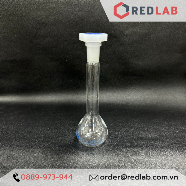 Bình định mức trắng BIOHALL 1 2 5 10 20 25 50 100 200 250 500 ml 1L 2L 5L 10L, class A, nút nhựa, vạch sơn xanh, có VAT