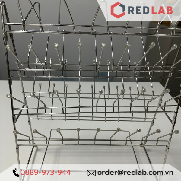 Giá phơi dụng cụ thí nghiệm inox 2 mặt Việt Nam, có thể tháo lắp, sử dụng được 2 mặt nhiều vị trí, có VAT