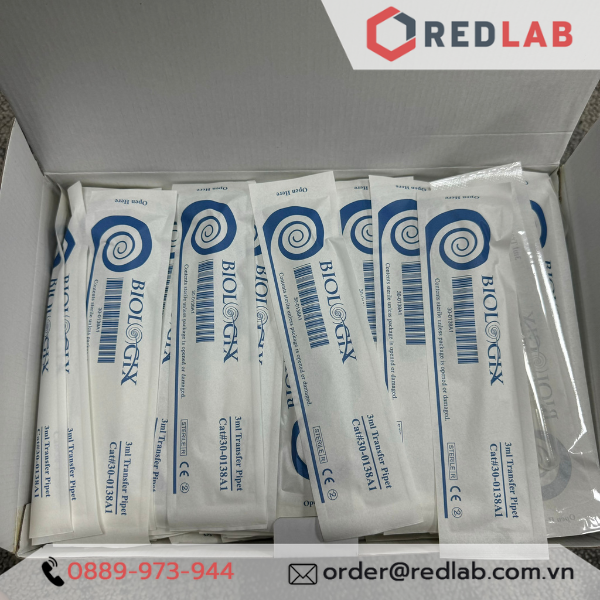 BIOLOGIX Pipet pasteur 3ml Tiệt Trùng từng cái, ống hút nhỏ giọt vô trùng, tổng dung tích 7.5ml, nhựa PE, 30-0138A1, có VAT