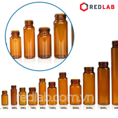 [Bộ 100 cái] ALWSCI Chai thủy tinh vial 40ML 27.5x95mm trắng / nâu + Nắp vặn kín nhựa PP 24-400 septa 1.5mm, có VAT - redlab