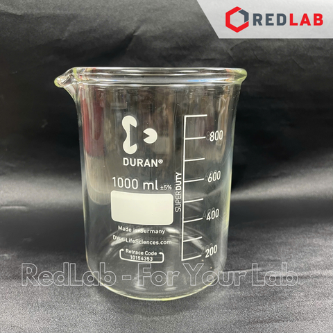 Cốc đốt thấp thành, thành miệng dày DURAN 150 250 400 600 1000 2000 ml, super duty beaker, có VAT