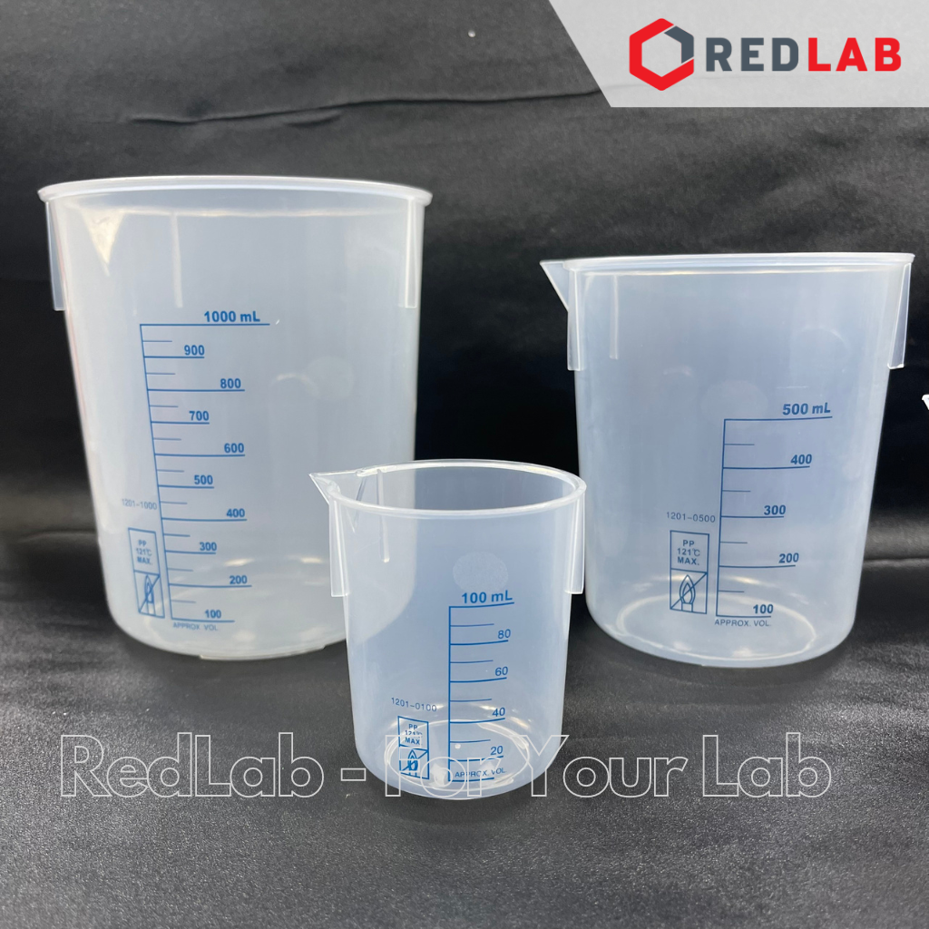 Ca nhựa PP không quai vạch in xanh ONELAB 50 100 250 500 1000 2000 3000 5000 ml, cốc đong thí nghiệm, chịu nhiệt, có VAT