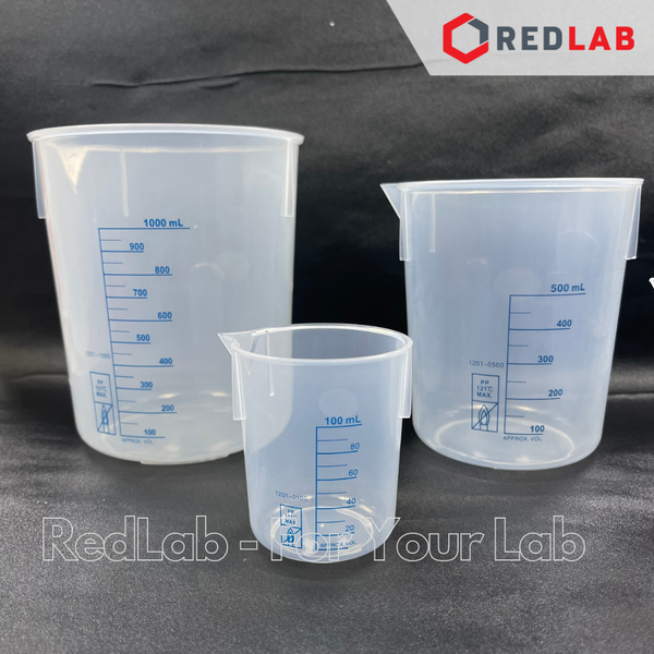 Ca nhựa PP không quai vạch in xanh ONELAB 50 100 250 500 1000 2000 3000 5000 ml, cốc đong thí nghiệm, chịu nhiệt, có VAT