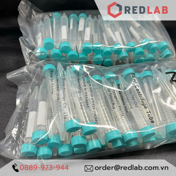 [Gói 50 cái] Ống ly tâm nhựa, falcon tiệt trùng 15ml hãng NEST- 601052, không chứa RNase & DNase, pyrogenic, có VAT