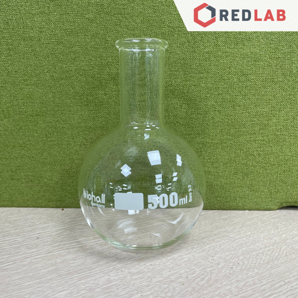 Bình cầu đáy bằng cổ trơn BIOHALL 50 100 250 500 ml 1L 2L 3L 5L 10L 20L, mark trắng, có VAT