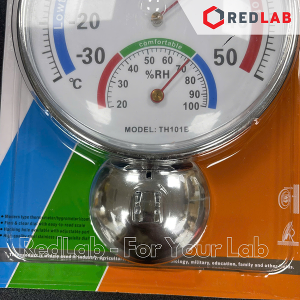 Nhiệt ẩm kế cơ học treo tường PT Medical Ø 7.5 13 cm, vành nhựa, đo từ -30 to +50°C, 20 to 100% RH, có VAT