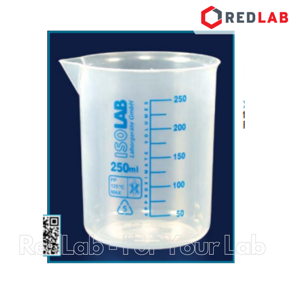 Ca nhựa PP không quai vạch sơn xanh ISOLAB 50 100 250 500 1000 2000 ml, cốc đong hóa chất chịu nhiệt, có VAT