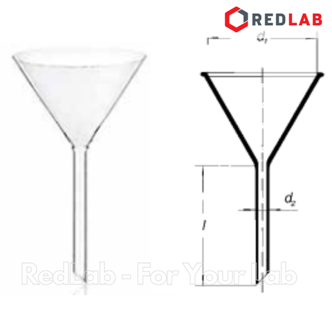 Phễu thuỷ tinh có gân SIMAX size lớn Ø 250 300 mm, glass funnel, có VAT