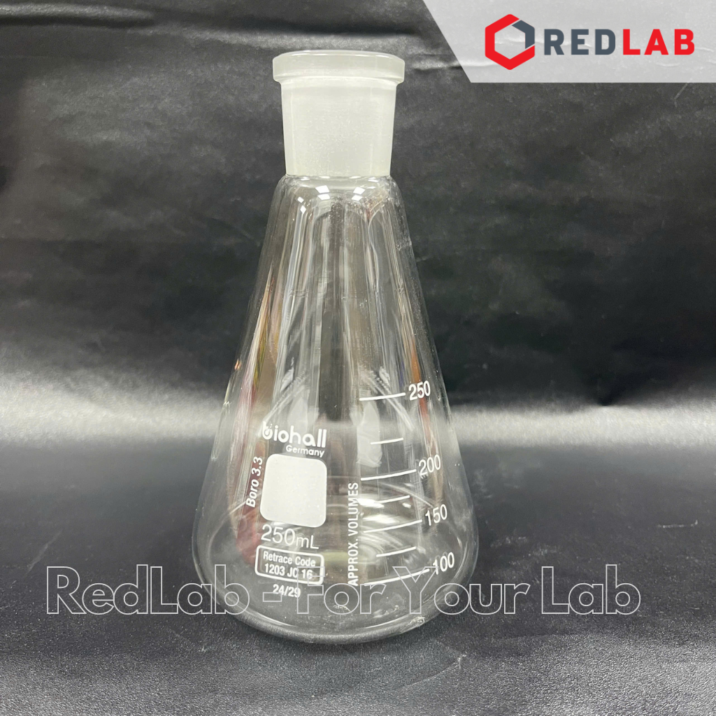 Bình tam giác thủy tinh cổ nhám BIOHALL 25 50 100 150 200 250 300 500 1000 ML – NS 14/23 19/26 24/29 29/32 34/35, có VAT