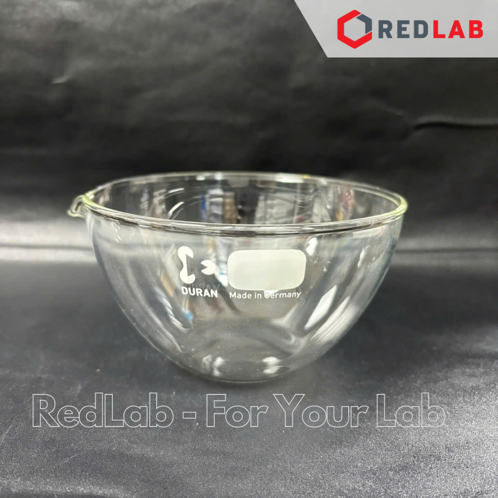 Chén thuỷ tinh có mỏ DURAN Class A 45 60 90 170 320 ml, Evaporating Dish with spout, có VAT