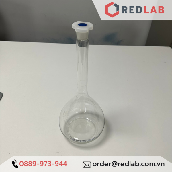 Bình định mức trắng nút nhựa ONELAB 10 20 25 50 100 200 250 500 1000 2000 ml, dùng định mức mẫu thí nghiệm, có VAT