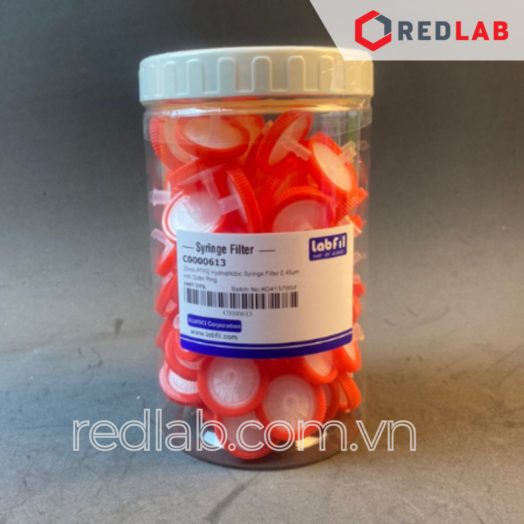 [Hộp 100 cái] Đầu lọc PTFE kị nước hydrophobic Syringe filter Labfill ALWSCI 13mm / 25mm, lỗ lọc 0.22um / 0 45um, dùng cho sắc ký HPLC, có VAT